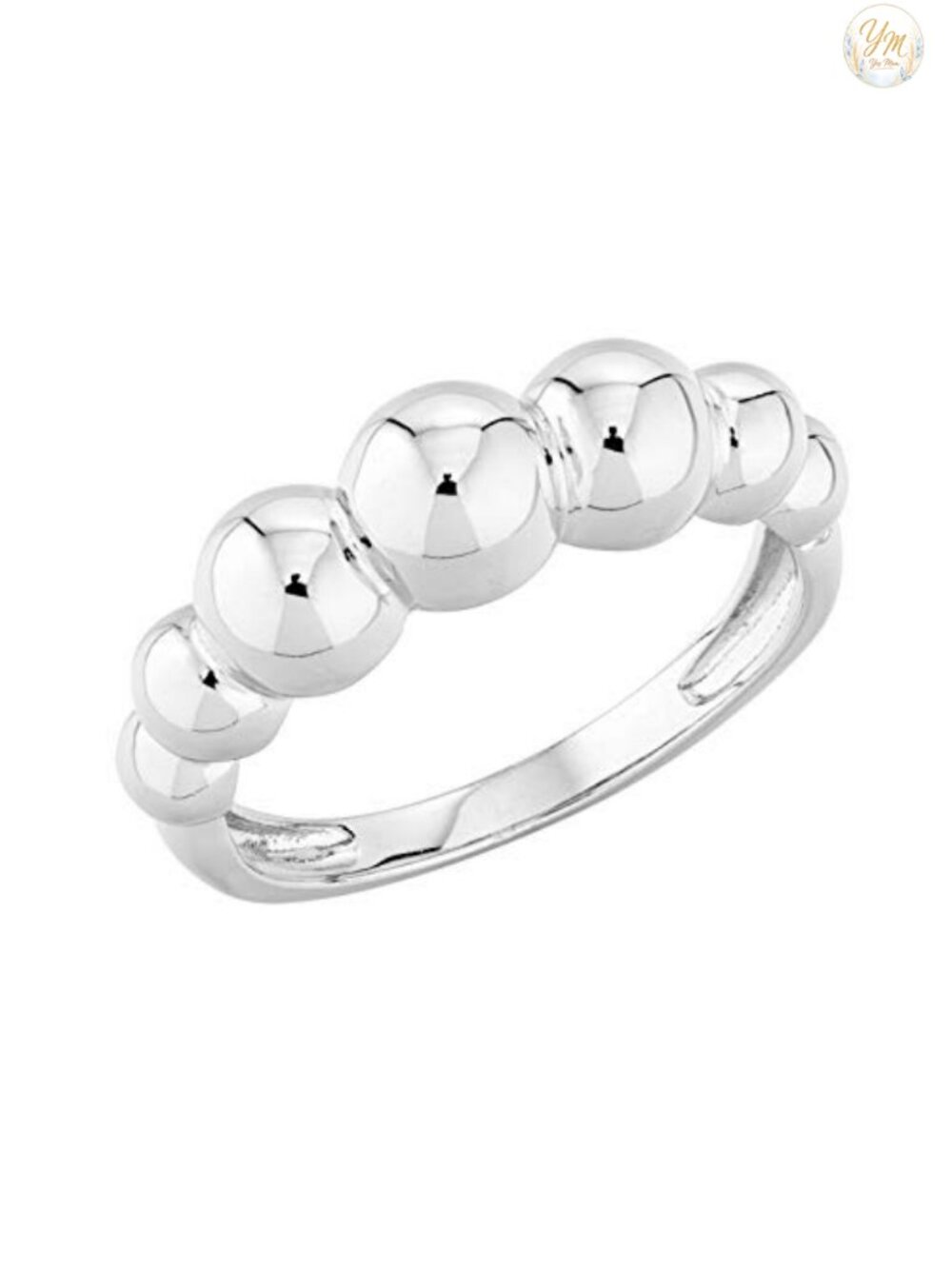 925 Sterling Silver Beaded Stacking Ring Made in Italy